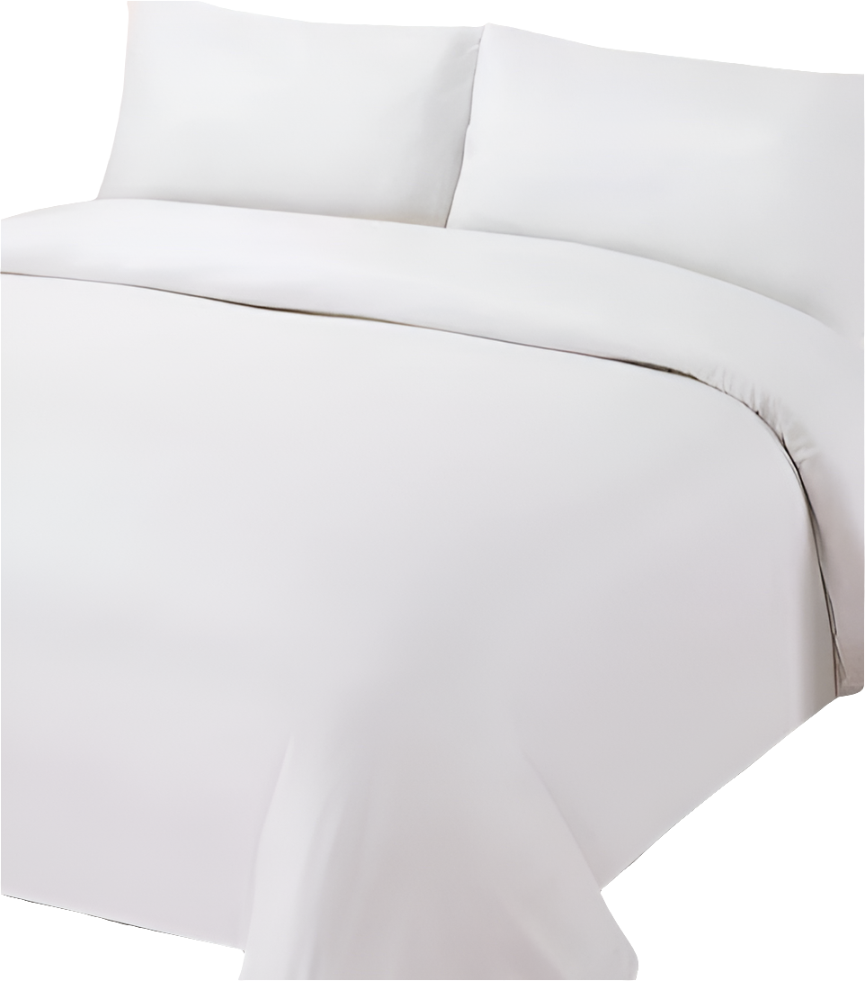 White Bedsheet - Single, 2 Sheets, 1 flat+1 fitted, 2 Pillow Cases (Polycotton 50/50, 200tc)