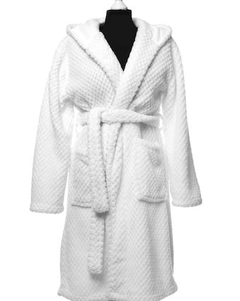 White Unisex Waffle Weave Bathrobe