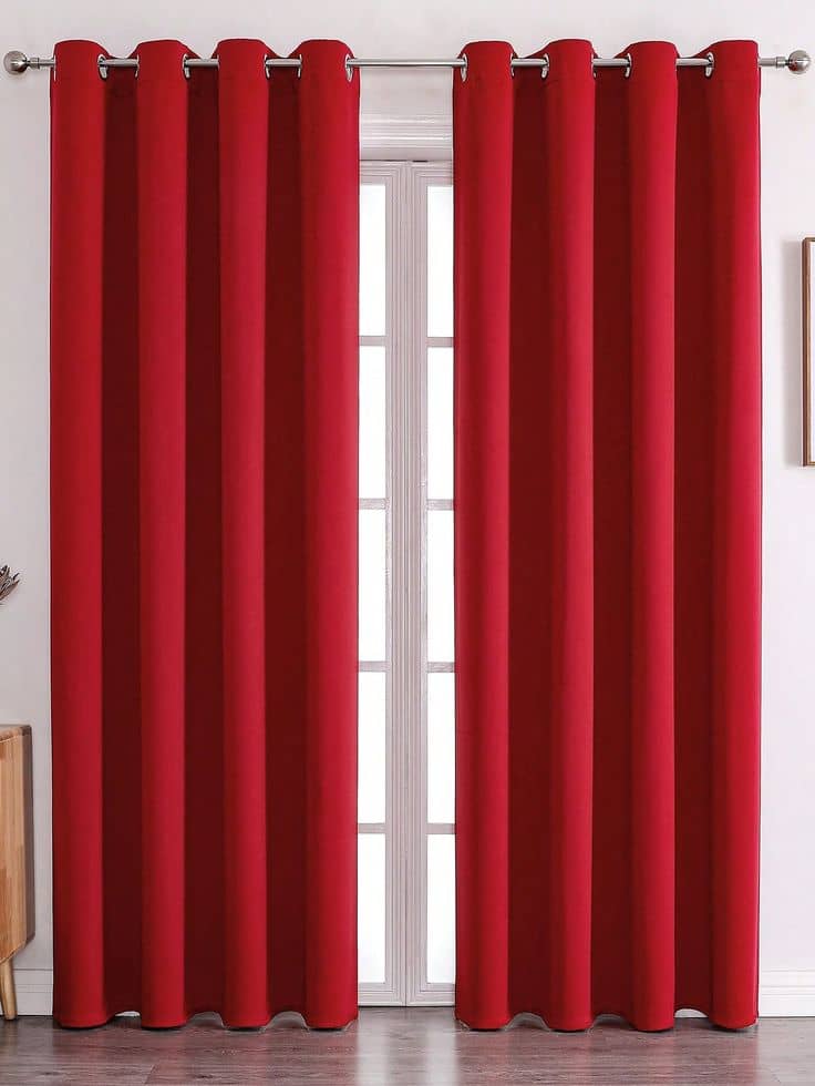 2 piece dark red curtain